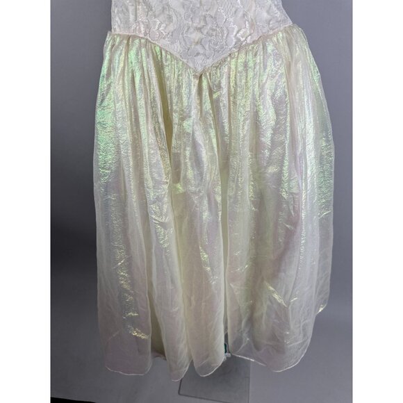 Vtg 90s Gunne Sax White Iridescent Fairycore Lace Bodice Party Prom Dress 7 - Picture 5 of 9